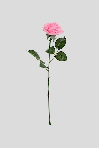 Pembe Yapay Gül Tek Dal Premium Canlı Islak Dokulu 45 Cm