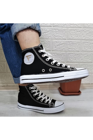 Fiyra 555 Siyah-beyaz Uzun Unisex Sneaker Keten Spor Ayakkabı 001