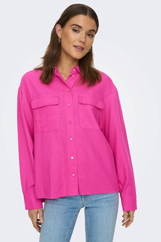 Only Kadın Cepli Keten Gömlek Oversize Fit Onlcaro - 15278795 001