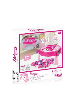 2572 Unıcorn 100 Pcs Bloklu Aktıvıte Masası Montaj Çok Renkli