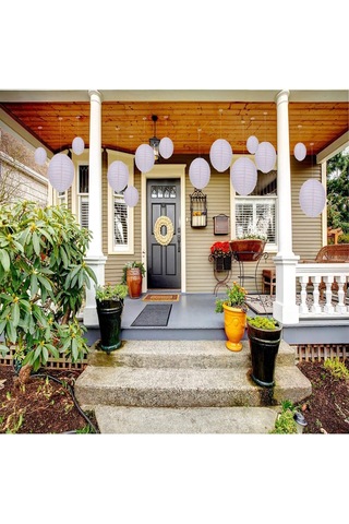 Tenfowee Beyaz Dairesel Kağıt Fener Seti 4 Adet Her Boyut: 4",6",8",10",12" - Toplam 20 Adet - Bayram, Düğün, Parti Ve Ev Dekorasyonu Asılı Aydınlatma