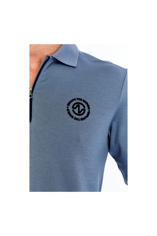 Ar-ma Erkek Slim Fit Fermuarlı Polo Yaka Sweatshirt İnce Modal Pamuk Elastan Karışımlı Örme İnterlok Kumaş K30554989102 Mavi-m2 Mavi
