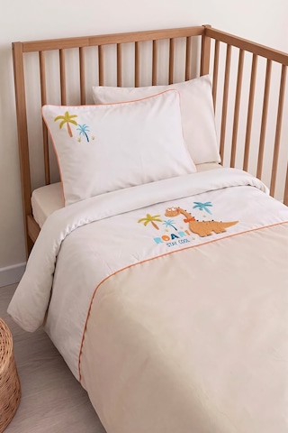 Kiddo Krem Punch Nakışlı %100 Pamuklu Bebek Nevresim Takımı Çok Renkli