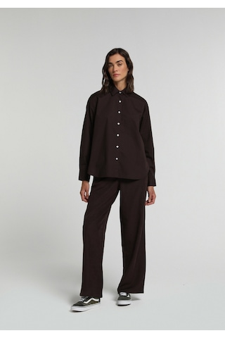 Colin's Colins Boyfriend Fit Shirt Neck Düz Kadın Kahverengi Uzun Kol Gömlek Cl1081481 Q1.v1 Brw