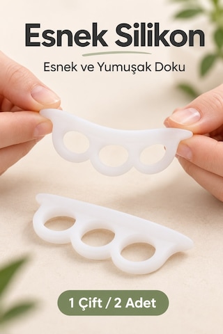 Silikon Çekiç Ayak Parmak Koruyucu 3 Parmağa Geçen Yüzük 1 Çift
