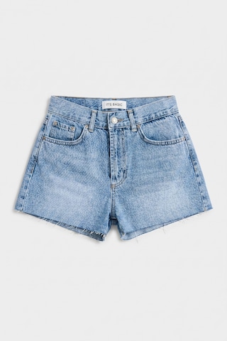 it's basic Kadın Mavi 4s6-4 Mini Mom %100 Koton Denim Şort