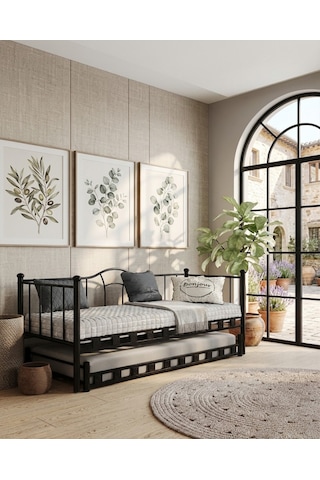 Missidea Kamelya Daybed Yavrulu Siyah Karyola 90x200 Cm 90 x 200