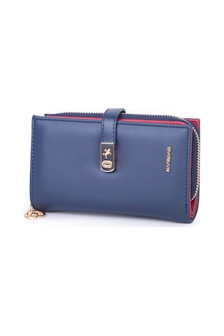 Nas Bag Kadın Orta Boy Kartlık Kağıt Para Ve Bozuk Para Tasarımına Sahip Lacivert Kırmızı Dona 16x9 Cm