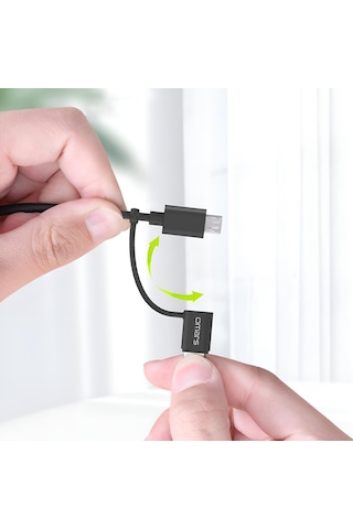 Omars 2'si 1 Arada 20W Type-C Micro USB Şarj ve Data Kablosu 1.2 Metre