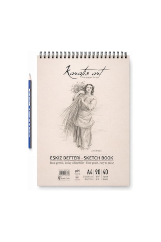 Lexroo A4 Eskiz Defteri, İnce Grenli, Kolay Silinebilir Ph Nötr Kağıt, Spiralli Sketch Book, 90 G/m² Çok Renkli