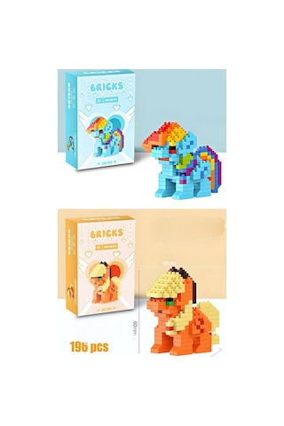 Brıcks Rainbow Dash & Applejack Pony Yapı Blok Seti 2 Li Mini Brick Pony Figür Koleksiyon Oyuncak