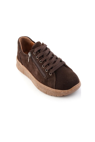Bambi Bej Süet Hakiki Deri Kadın Sneaker K01331200302