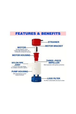 Boatshop1 1 Bilgisayar Yüksek Performanslı 1100gph 12v Dc Dalgıç Sintine Pompası Abs Malzeme Tekne Yat Karavan İçin
