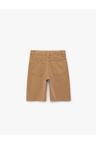 Koton Pamuklu Rahat Kesim Cepli Denim Şort Bej 6skb40019td Ekru