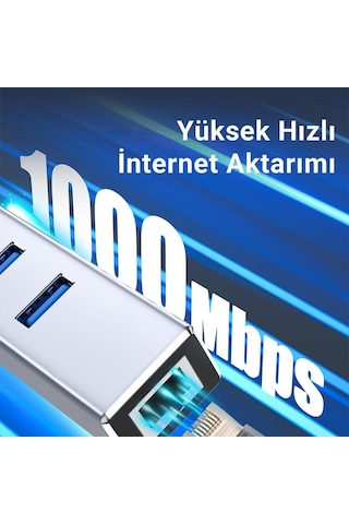 Alfalink Al-u222 10/100/1000mbps Type-c & Usb 3.0 Ethernet & Usb Hub Adaptör