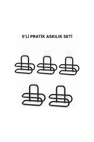 Siyah Metal Wc Kağıtlık Yapışkanlı Tuvalet Kağıdı Rulo Tutucu 5 Adet Avantajlı Set