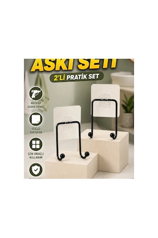 2 Li Yapışkanlı Duvar Askısı Çok Amaçlı Pratik Askılık Renkli