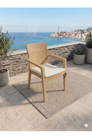 Novussi Paris Rattan Koltuk Minderli 4'lü Paket Cappuccino