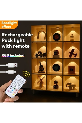 Willowhaven 3 Paket Şarj Edilebilir Led Gece Lambası Uzaktan Kumandalı Rgb Ve Sıcak Beyaz Işık, Aydınlatma Ahşap