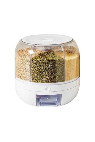 Pazly Yüksek Kapasiteli Beyaz Bölme Kavanoz - Dönen Ev Gereçleri Depolama Kutusu Beyaz