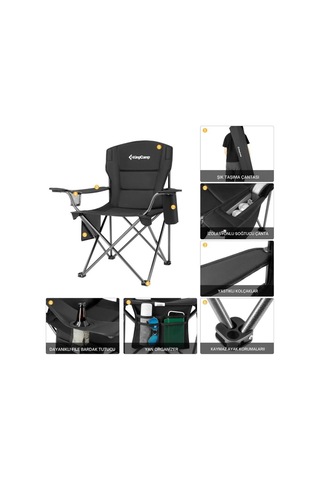 Kingcamp Lotus Xl Cool Ice Ultra Konforlu & Takviyeli Kamp Sandalyesi Black Siyah