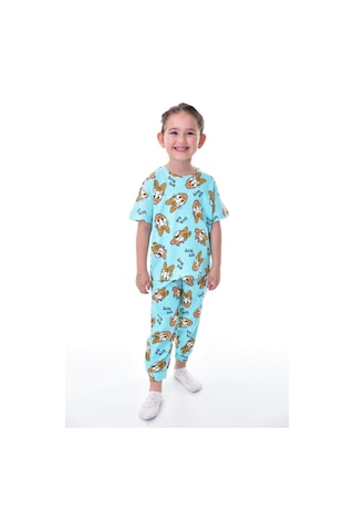 Bunny Hopp %100 Pamuk Interlok Kumaş Paw Patrol Kısa Kollu Kız Çocuk Pijama Takımı 3,4,5,6,7,8,9,10,11,12 Yaş Turkuaz