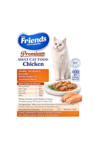 Premium Tavuklu Yetişkin Kedi Konservesi 400 Gr X 24 Adet Ekonomik Paket Yaş Mama