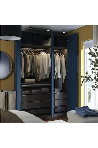 Ikea Koyu Gri Geniş Kapaklı Gardırop 150x60x236 Cm