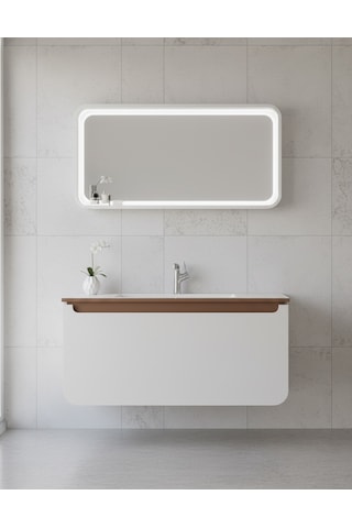 Creavit Pion 120 Cm Lavabo Dolabı Beyaz Cappucino Ve Led Ayna Beyaz