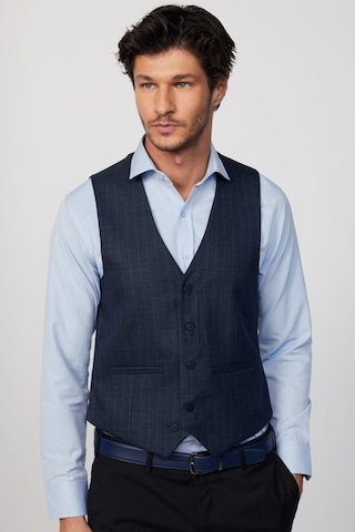 Tudors Slim Fit Dar Kesim Fleto Cep 4 Mevsim Çizgili Lacivert Erkek Yelek-30223-Lacivert