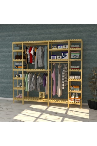 Runo X - Açık Ahşap Gardırop ""robot Süpürge Kullanımına Uygundur