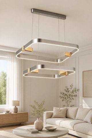 2'li Modern Premium 3 Renkli Ledli Sarkıt Avizesi Platin Salon Mutfak Oturma Odası Modelleri 224w Diğer