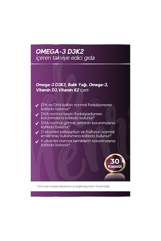 Dr. Henri Balık Yağı İçeren Omega-3 D3 & K2 Vitamin Takviye Edici Gıda 30 Tablet