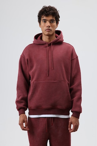 Vamos Basic Oversize Yıkamalı Hoodie Bordo
