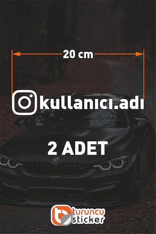 İnstagram Logolu Kullanıcı Adı - 2 Adet 20 Cm - Araç Kelebek Cam