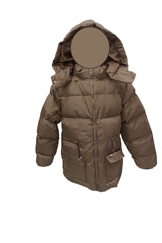 Kız Çocuk Kapüşonu Çıkabilen Fermuar Kapamalı Beli İp Bağlamalı İçi Peluş Astarlı Kahverengi Mont Kahverengi