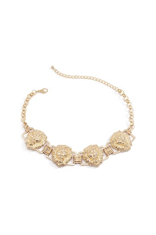 Mücevher Kişiliği Geometrik Punk Hayvan Kolyesi Abartılı Metal Kabartma Aslan Başı Üç Boyutlu Kolye Diğer