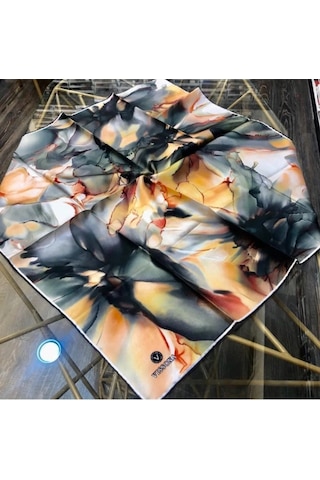 Vissona Twill İpek Eşarp Zümrüt Yeşili, Hardal 14215-0036