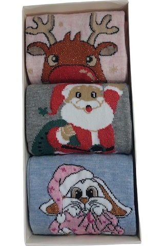 3'lü Set Pamuklu Yılbaşı Kadın Soket Çorap-çok Renkli Çok Renkli