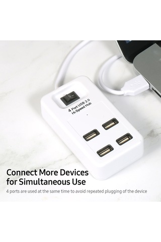 Kosona 4 Port Usb 2.0 Hub Çevirici - Hızlı Veri Transferi, Plug & Play, Hafif Ve Kompakt Tasarım - Beyaz