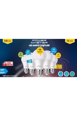 Powermaster 10Watt Dc 12Volt Beyaz Led Ampul