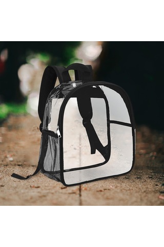 Homyl Şeffaf Sırt Çantası Pvc Mini Dayanıklı Gizli Sakli Siyah
