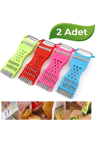 2 Adet 5 Fonksiyonlu Pratik Soyacak Mini Soyucu Dilimleyici Rende Sebze Doğrayıcı Çok Amaçlı Soyucu Çok Renkli