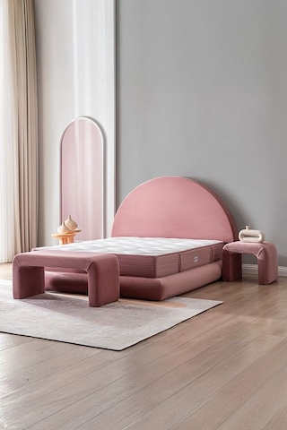 Good Night Legom Torba Yaylı Set Yatak Baza Başlık Tek Kişilik Yıkanabilir Ortopedik Pembe