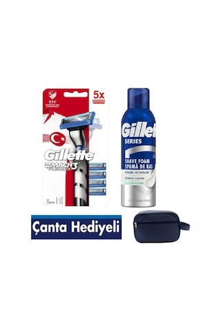 Mach3 Turbo 3d Makine 5 Adet Yedek Tıraş Bıçağı 200 Ml Köpük Çanta