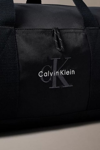 Erkek Nakış Logolu Silindir Seyahat Çantası - Siyah Black