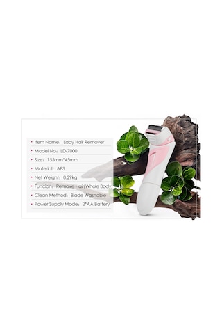 Moveevo Elektrikli Epilatör İnce Bıçaklı Ağ 2'si 1 Arada Tıraş Bıçağıyla, Sökülüp Yıkanabilir, Pembe