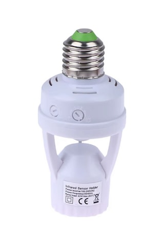 E27 Hareket Sensörlü Lamba Tutucu 110-240volt 60watt, Ampul Soket Adaptörü Pır,