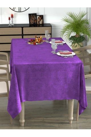 Daily Series Kadife Dokulu Menekşe Moru Masa Örtüsü Menekşe Moru