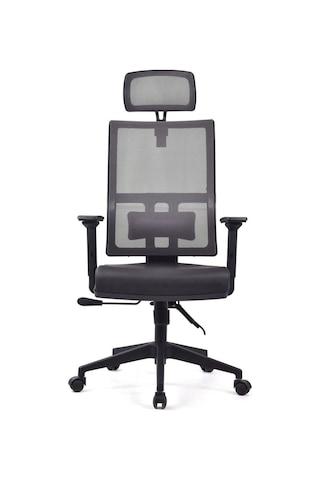 Perla Siyah Fileli Yönetici Koltuğu Ofis Koltuğu Çalışma Koltuğu Siyah
